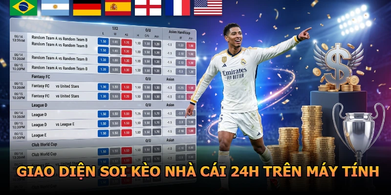 Giao diện soi kèo nhà cái 24H trên máy tính